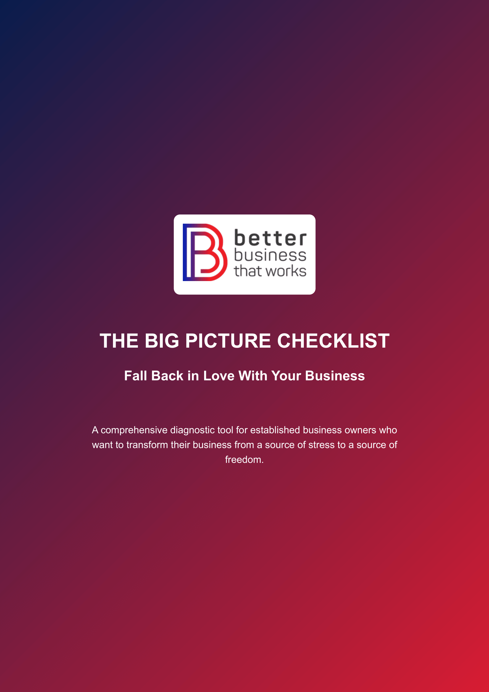 The Big Picture Checklist Better Business That Works 01