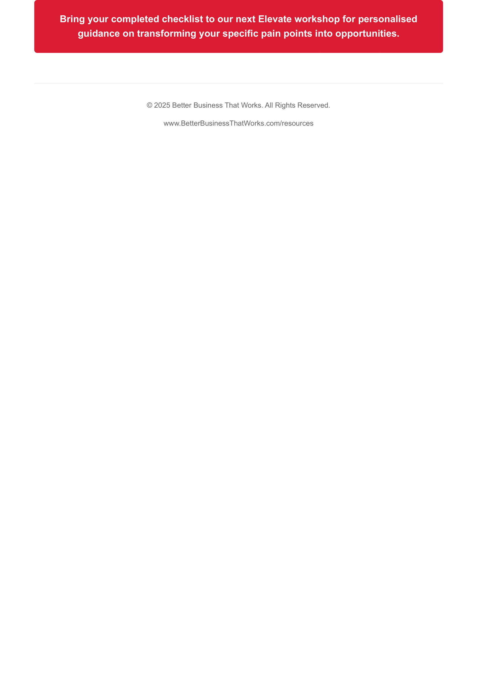 The Big Picture Checklist Better Business That Works 10